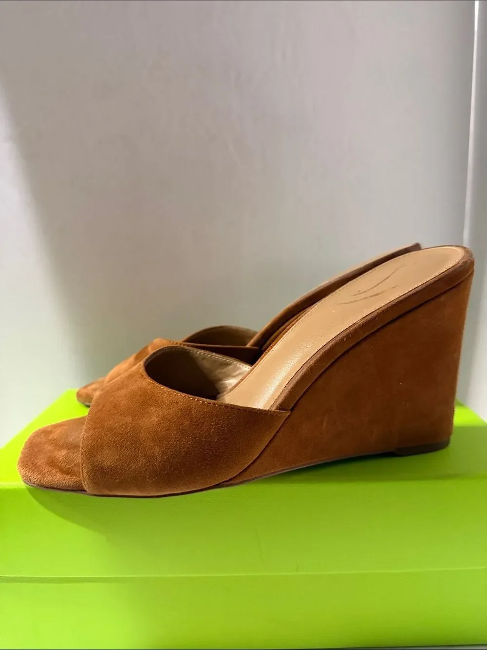 Sam Edelman Tan Suede Open-Toe Wedge Sandals